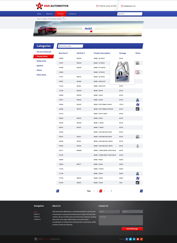 Разработка сайта каталога автозапчастей SGN Automotive, внутренняя страница №2