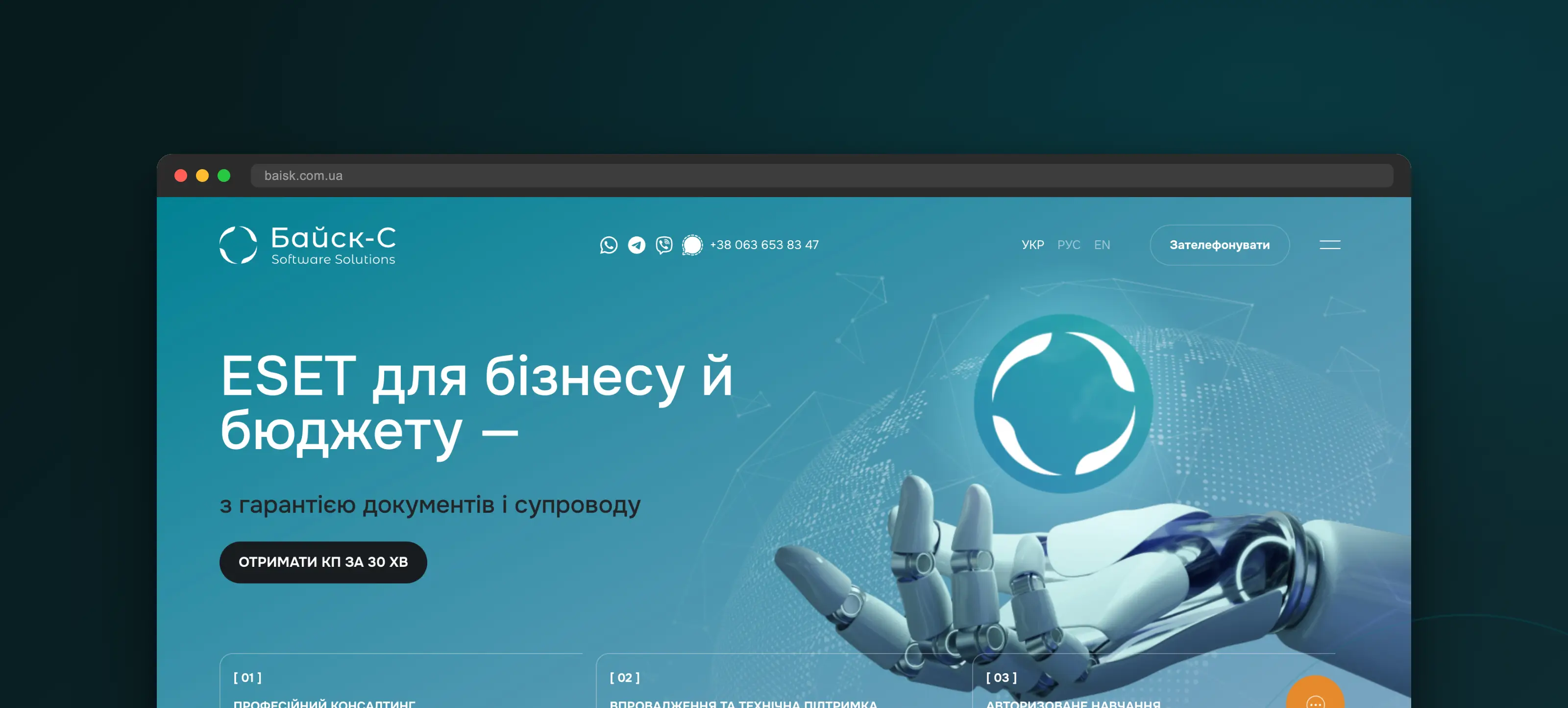 Главный экран сайта Байск-С