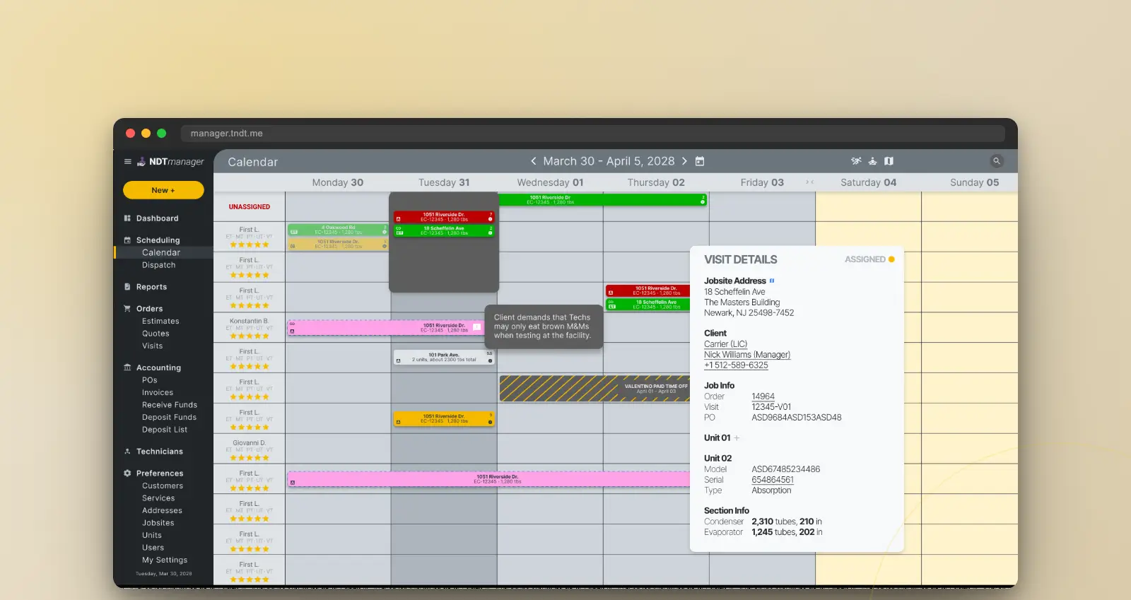 Drag-and-drop Dispatch Calendar