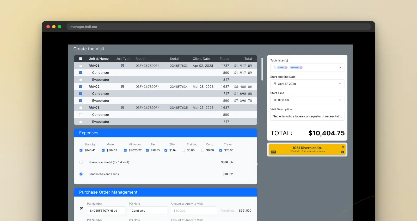 Visit Card Modal