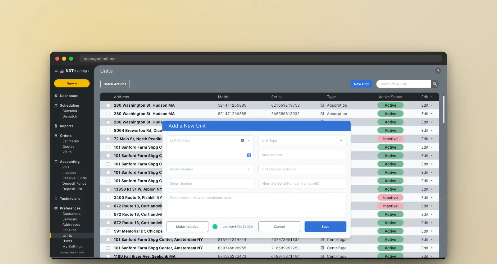 Equipment Units and API Integration