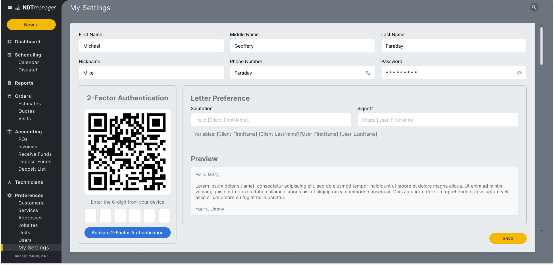 User Settings